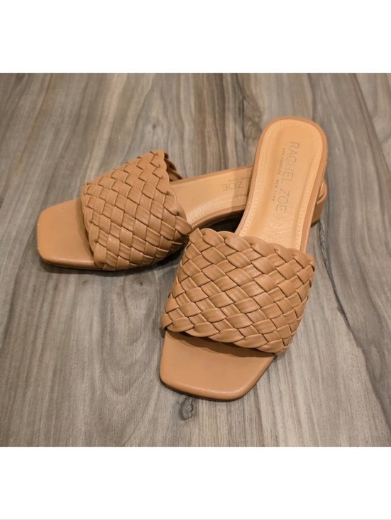 Rachel Zoe Shoes - Rachel Zoe Woven Slide Sandals Nude Beige Block Heel Slip On Shoes Size 6.5